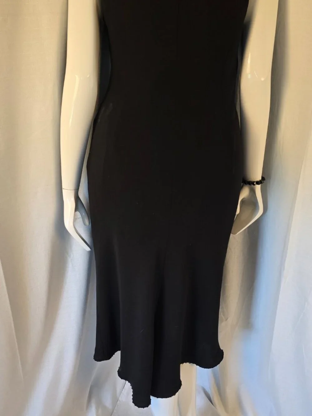 Evan Picone V-neck Halter Style Black Dress with Seed Beading on Bodice Size XL - Picture 6 of 10